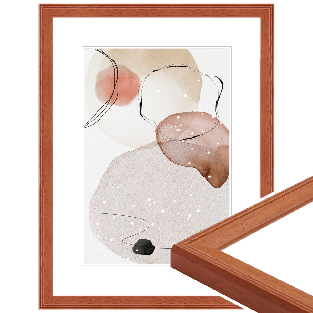 WANDStyle H320 Picture Frame Cherry Tree Look 15 x 15 cm Square Wooden Modern Style with Stand and Hanger Made in Germany