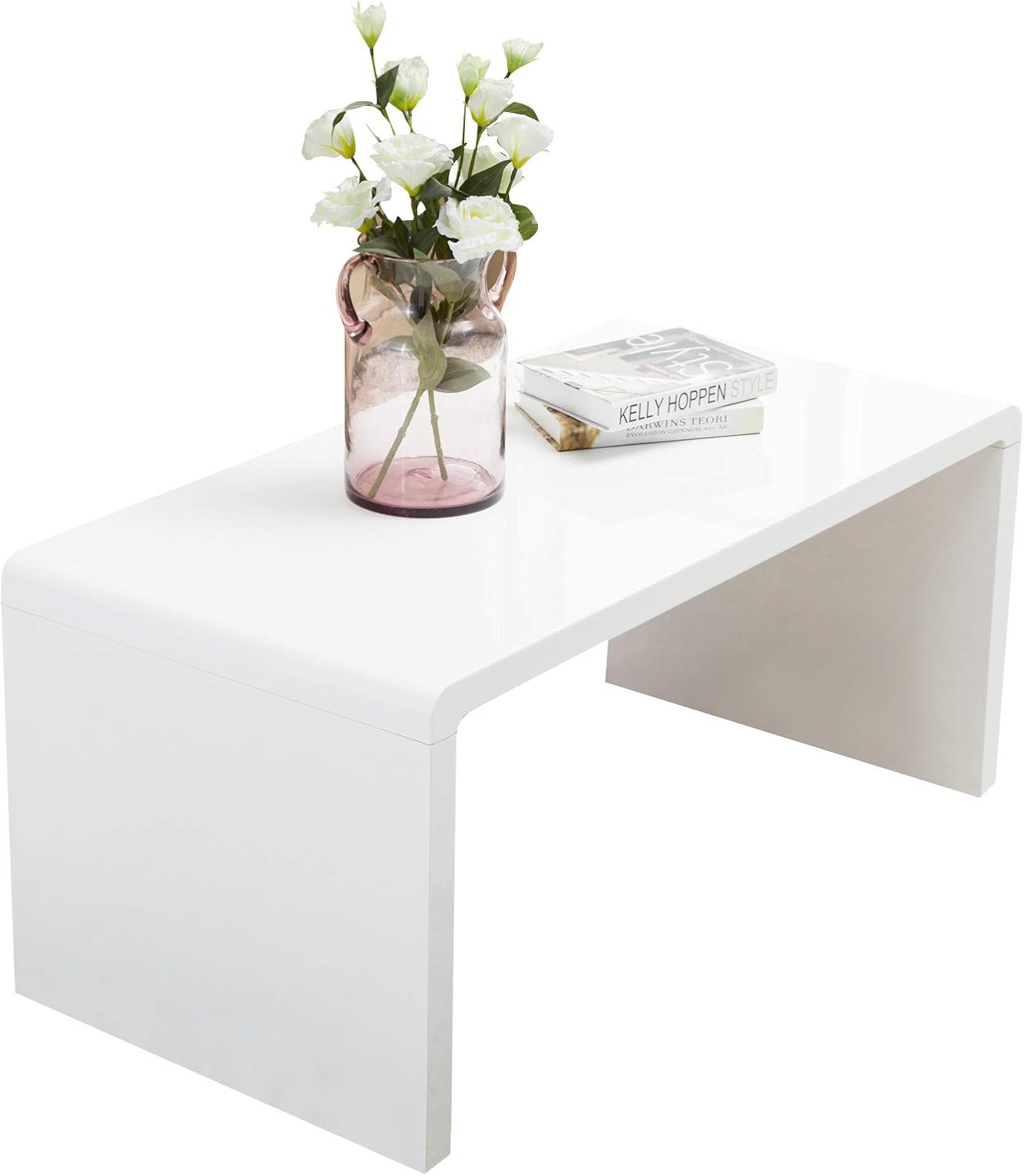Mecor Coffee Table Nest Of Tables White High Gloss Wood Side Table End Table 1 Big Coffee Table Amazon Co Uk Kitchen Home