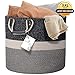 DS HappyLiving 100% Natural Cotton 18x18 XXL Basket Wicker Blanket Basket for Throw Extra Large Blanket Basket Wicker Blanket Holder Living Room