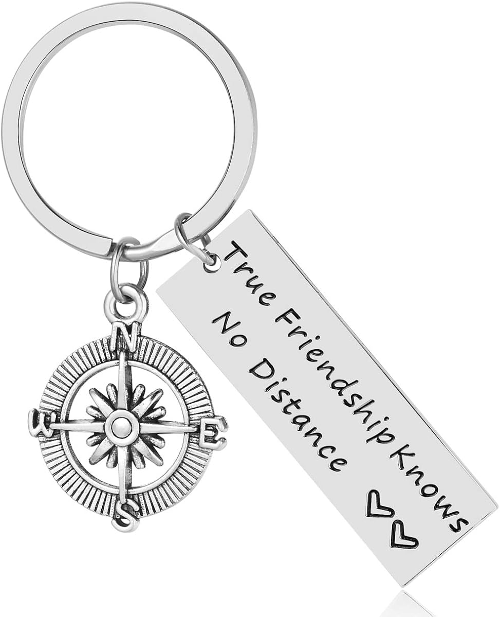 ELOI Best Friend Keychain Long Distance Friendship Keyring True Friendship Knows No Distance Gift