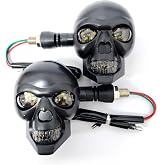 lekiliky 2PCS LED Motorcycle Turn Signal Light, Waterproof Skull Head Warning Light Decoration, 10 mm Screw Blinkers Indicator Replacement part (White for Constant On, Yellow for Turning