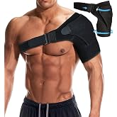 Black Shoulder Brace, Rotator Cuff Support Brace with Ice Pack Insertion Capability, Pressure for Preventing Strains and Dislocation, Alleviating Shoulder Pain, Adjustable Fit for Men and Women (Black)