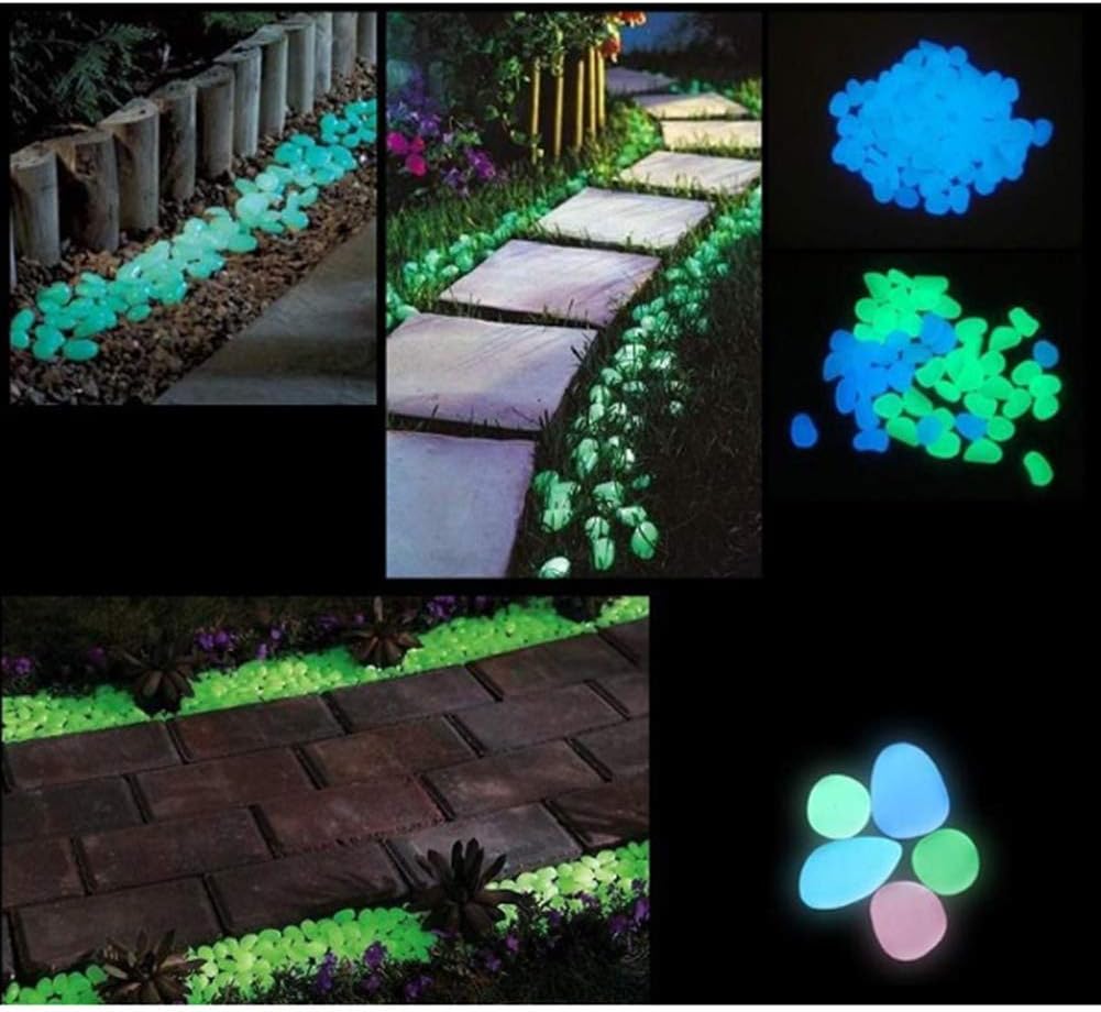 Glow in The Dark Pebbles, Glow Decorative Stones Rocks, Luminous Pebbles for Outdoor Decor, Garden Lawn Yard, Aquarium, Walkway, Fish Tank, Pathway, Driveway-200Blue&Green : Garden & Outdoor