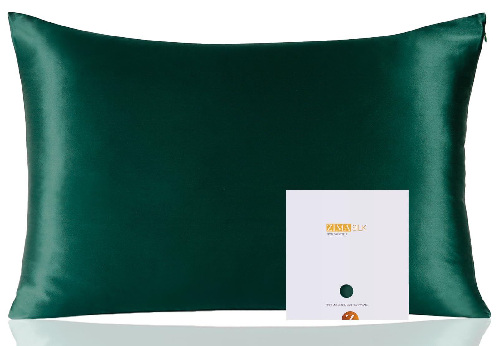 ZIMASILK 100% Mulberry Silk Pillowcase for Hair and Skin Health, Soft & Smooth, Both Sides Premium Grade 6A Silk, 600 Thread Count, with Hidden Zipper, 1pc (Standard 50x75 cm, Blackish Green)