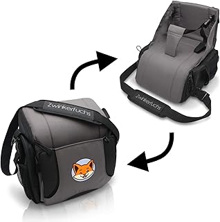 Boostersitz von Zwinkerfuchs® - Sitzerhöhung und Tasche vereint - Verwandeln Sie die Wickeltasche in einen Baby Reisesitz für unterwegs - Der ideale Begleiter wenn kein Hochstuhl zu finden ist