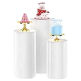 Xiomot Cylinder Pedestal Stands 3PCS White Round