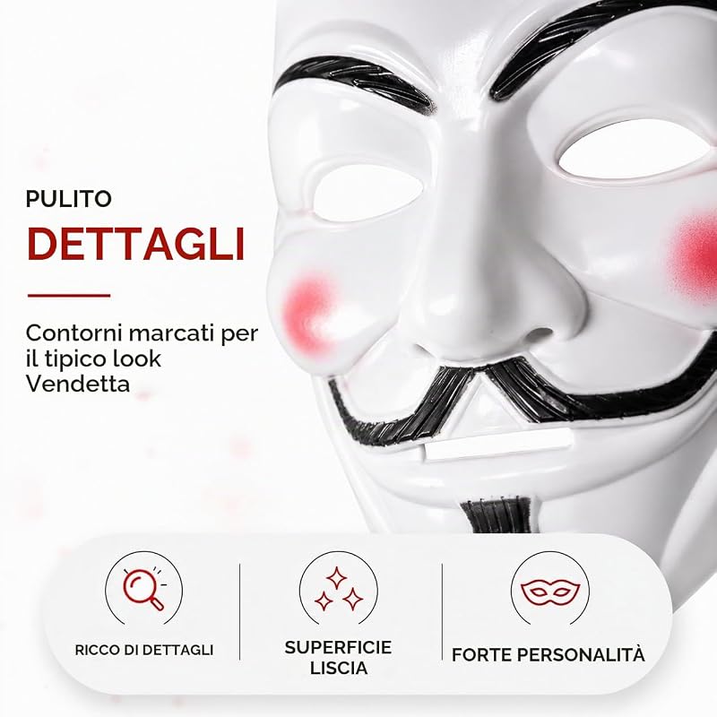 Maschera da vendetta come accessorio per costumi da donna e da uomo, da bambino e da adulto, in occasione di carnevale anonimo e in maschera — foto 8 di 8
