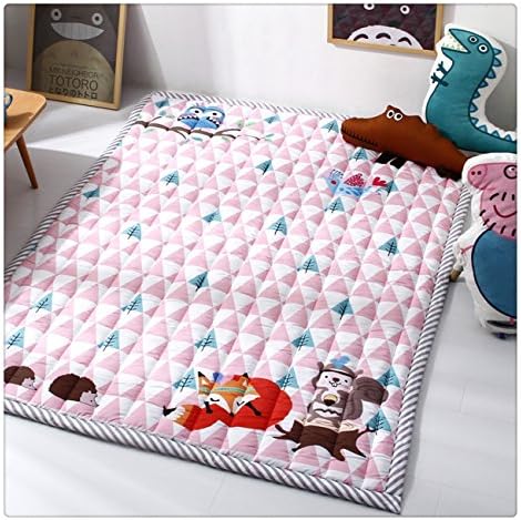 Teepee Mat Children Antiskid Play Mat Baby Crawling Mat Non-slip thicken Carpet 57.1" x 76.8" Pink Forest
