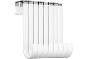 Optish 8 Pack Over The Door Hooks, Door Hanger Hook, Towel Hooks for Hanging, Towel Hanger for Bathroom, Fit 1 3/8" Door White, Dorm Room Essentials