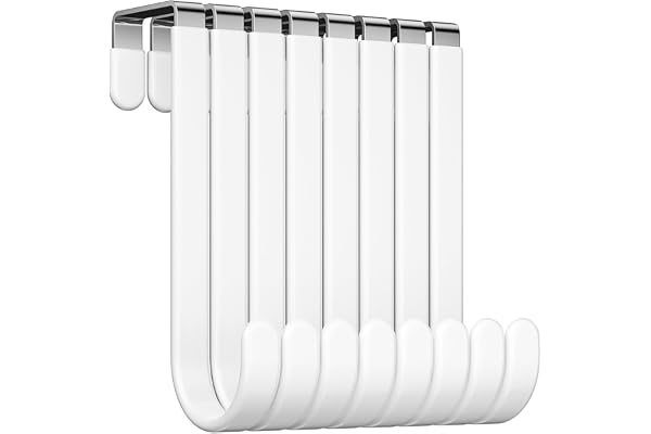 Optish 8 Pack Over The Door Hooks, Door Hanger Hook, Towel Hooks for Hanging, Towel Hanger for Bathroom, Fit 1 3/8" Door Whit