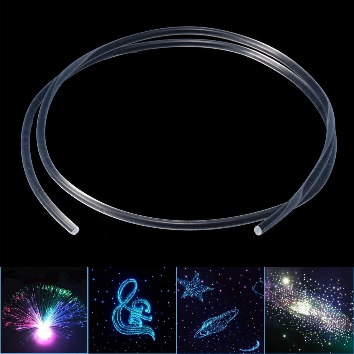 1M Side Glow Optic Fiber Car Light Opitcal Cable Ceiling Lighting Decor 1.5-5Mm - 3Mm