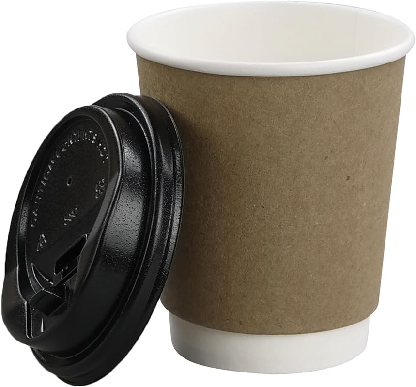 Eagrye 8 Oz To Go Paper Cups with Lids, 100-Count, F: Kitchen & Dining