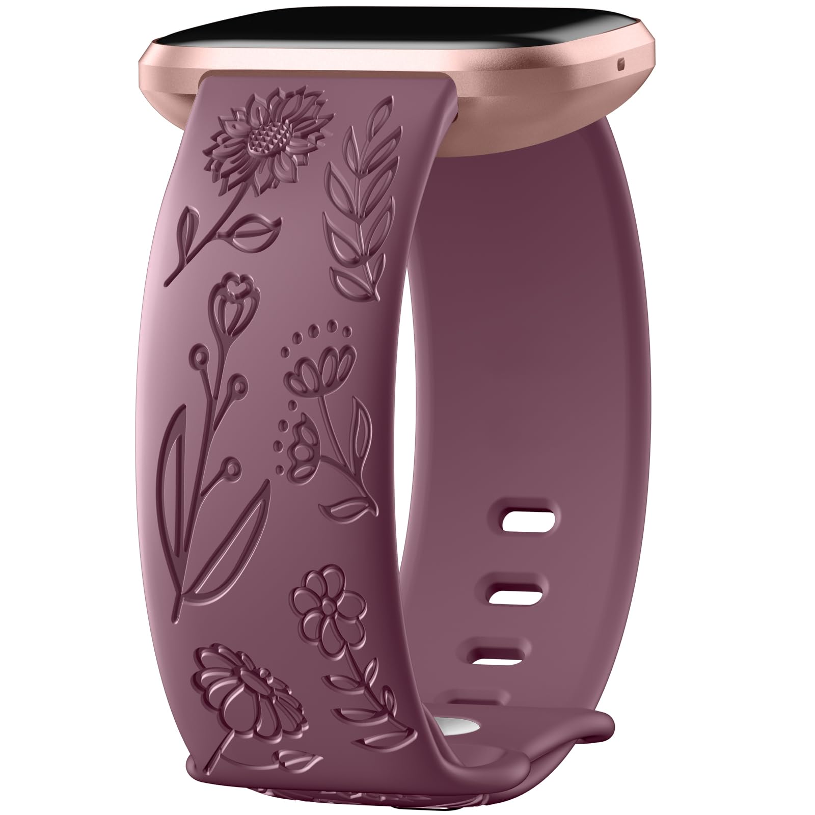 Ouwegaga Strap Compatible with Fitbit Versa 2/Versa, Fancy Dandelion Pattern Soft Silicone Wristbands for Women/Men, Large Smoky Purple