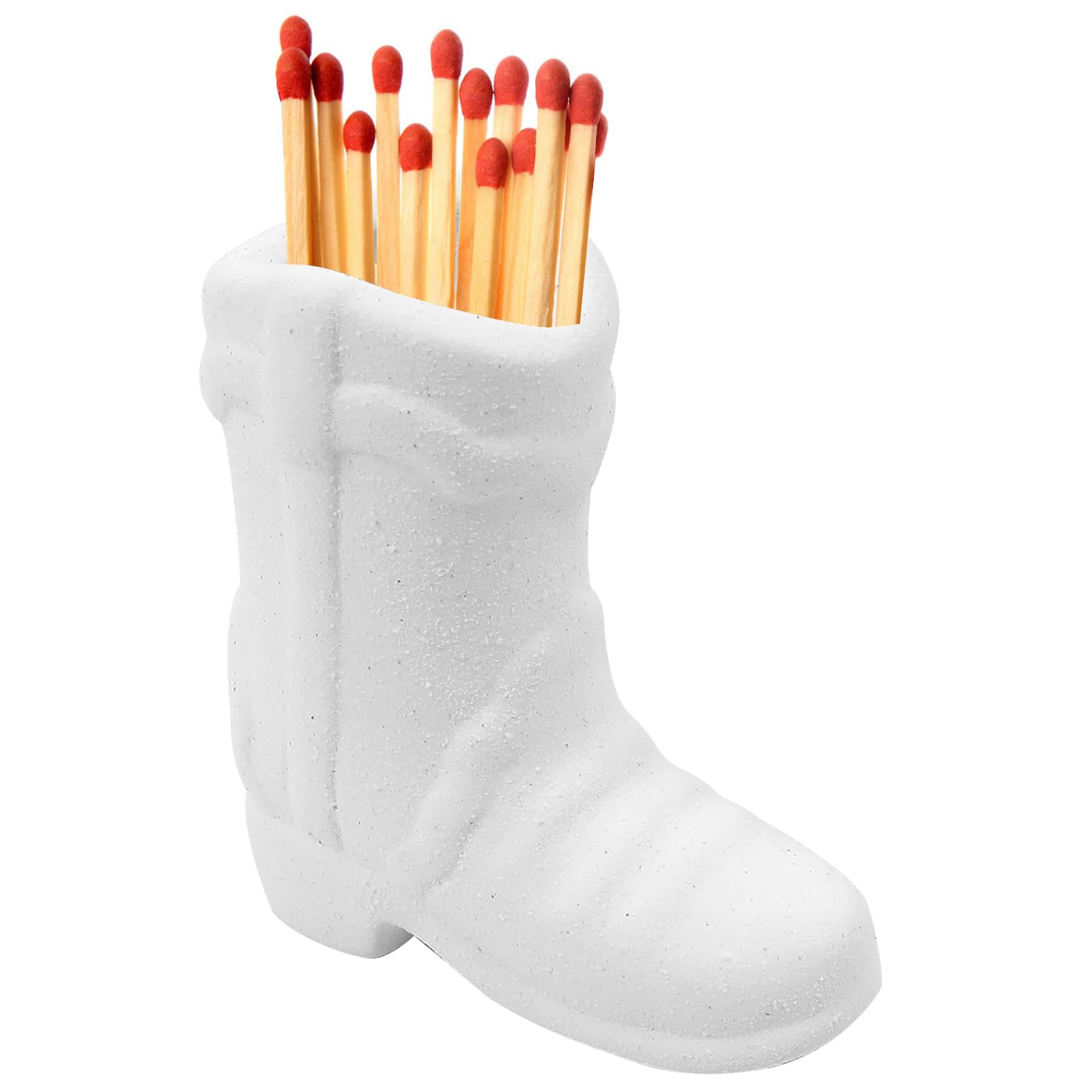 Cowboy Boot Match Holder, Cute Ceramic Boots Match Holder Match Matchstick Storage Jar with Striker Matchstick Boot for Candle Ceramic Boot Match Holder for Kitchen Bathroom Interior Decoration（White）