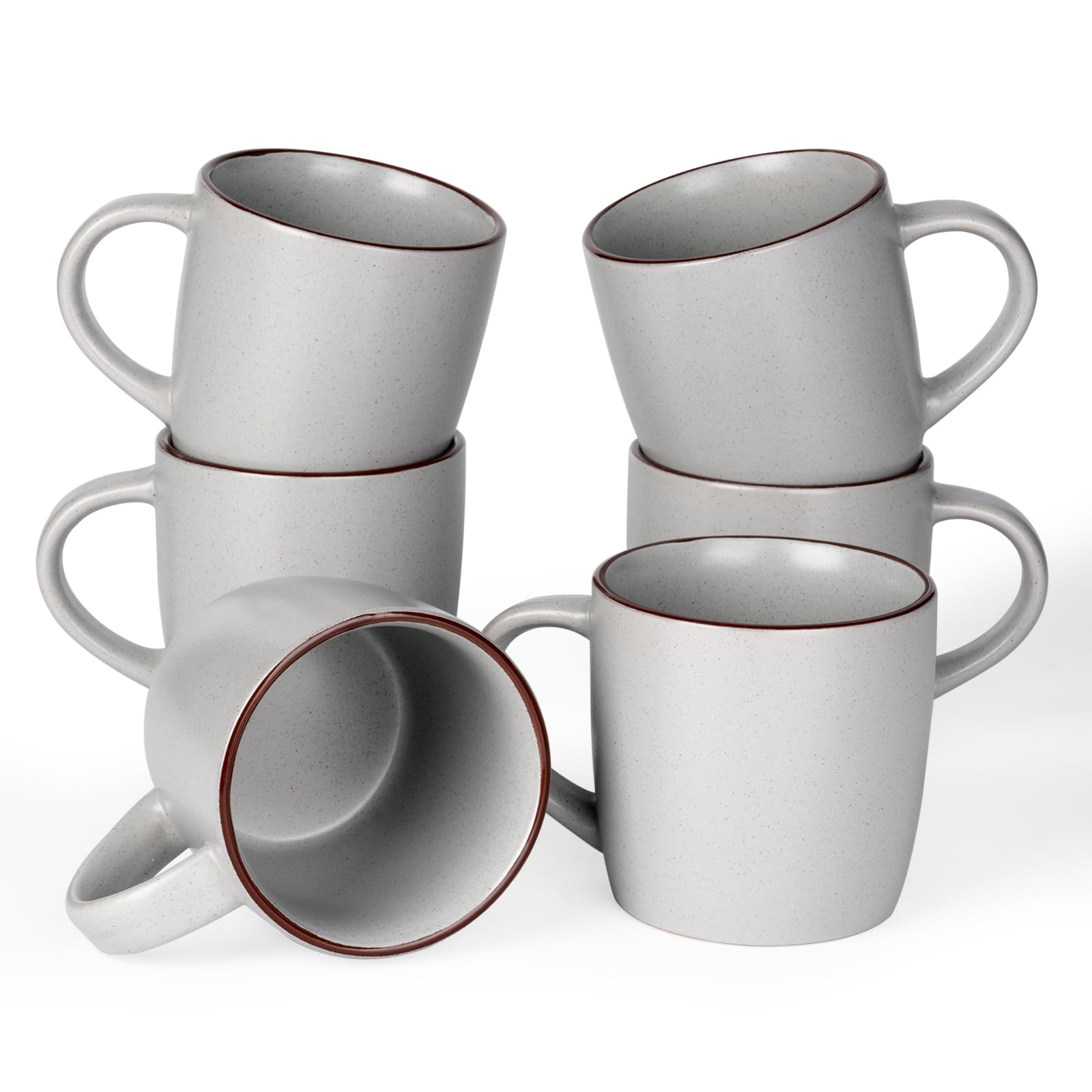 famiware Mercury Coffee Mugs 13 oz, Coffee Mugs Set of 6 with Handle, Cups for Latte, Hot Tea, Cappuccino, Mocha, Cocoa, Light Grey Image