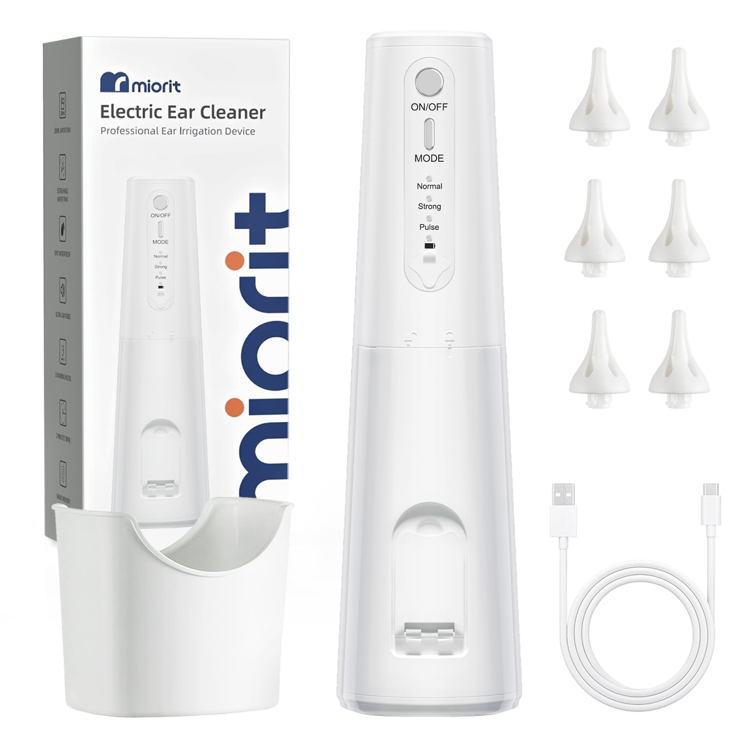 Photo 1 of Ear Wax Removal?Water Ear Cleaner-Ear Irrigation Flushing System with Water Resistant USB Rechargeable - Safe & Effective for Electric Ear Cleaner Tool - 6 Reusable Replacement Tips(White)