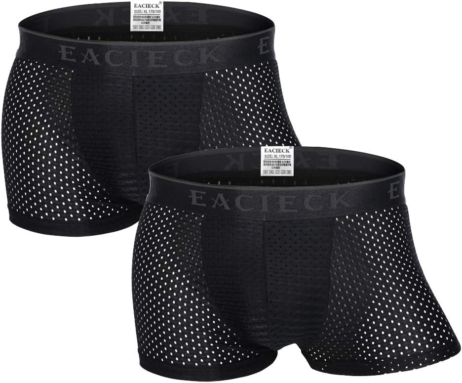 FZmix Men's Boxers Briefs Underwear Trunks Thin Mesh Breathable Basic Shorts Underpants Extremely Soft Fabric Panties 2-5 Pcs