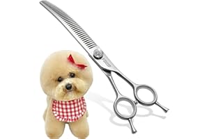 FOGOSP 8.0'' Curved Chunkers Shears for Dog Grooming Professional Magic Pet Grooming Scissors with Big Artificial Diamonds 38 Teeth for Large Dogs(8.0 in, Curved Chunkers)