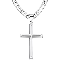 Cameido 925 Sterling Silver Cross Necklace for Men Women 4.5mm
