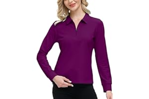 AIRIKE Womens Golf Shirts Long Sleeve Tennis Polo Shirts Quick Dry Basic Athletic Top