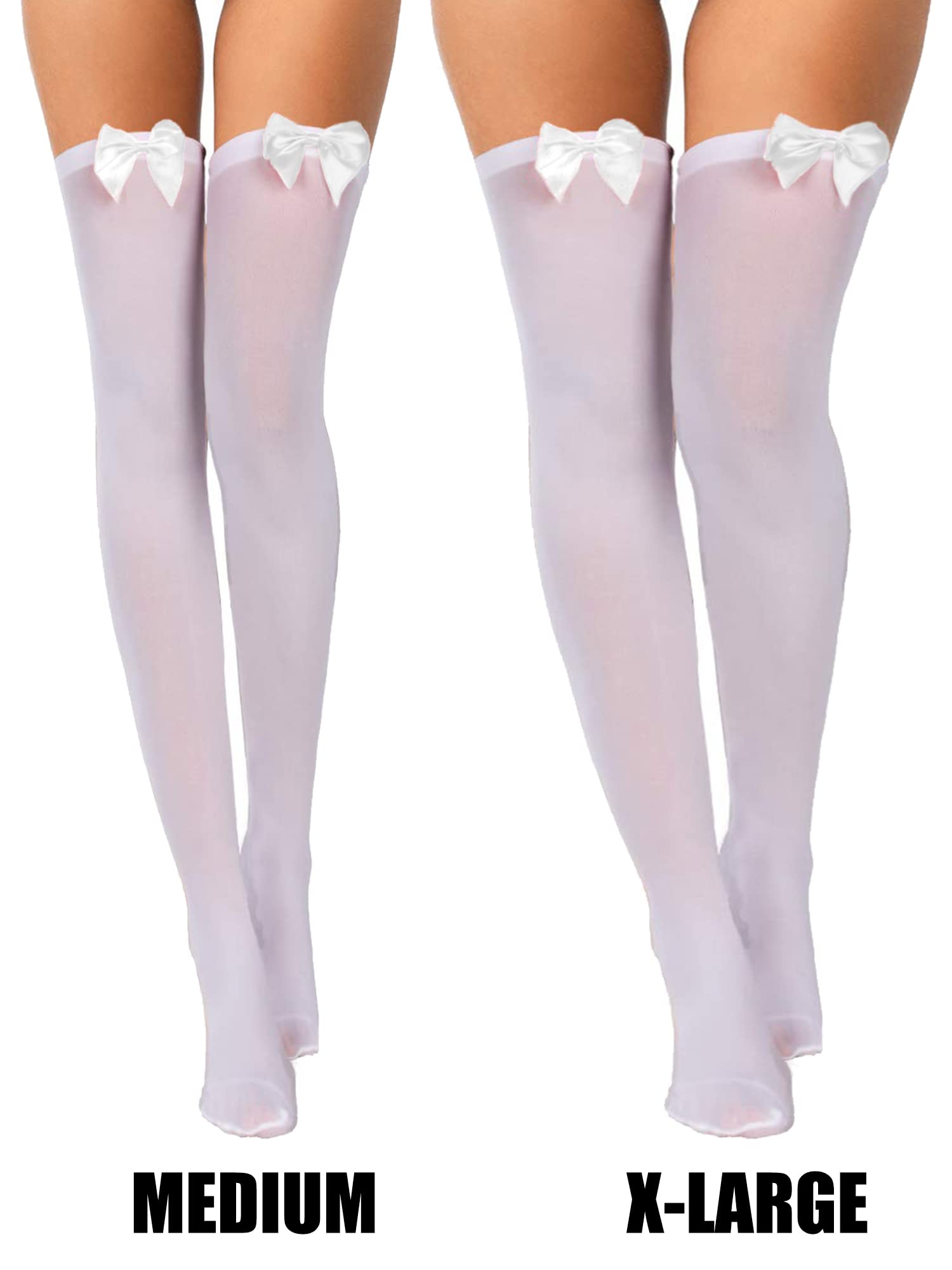 Boao 3 Pairs Thigh High Stockings Thigh High Socks with Bow for Women over Knee Lingerie Stockings for Cosplay Daily Wear