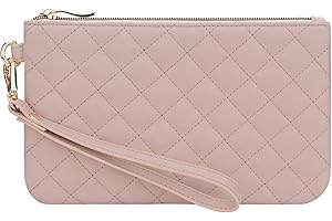 GAYI URBAN Quilted Wristlet Purse for Women, Vegan Leather Wristlet Pouch Zip Clutch Bag, Evening Clutch Purse with strap