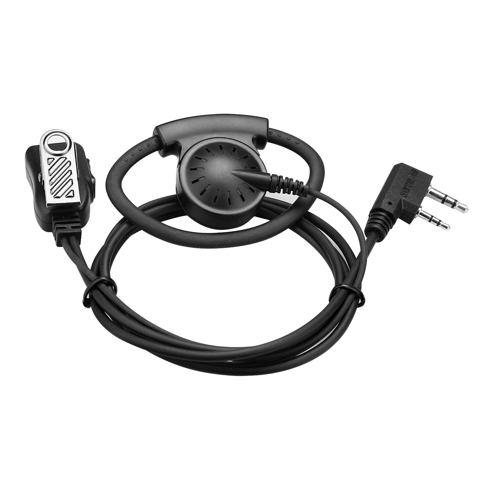 Retevis EEK012 Adjustable D-shaped Headset with PTT Microphone Compatible with Kenwood Two Way Radio BAOFENG UV5R 888S RT24 RT27 Walkie Talkie Headset (1 pcs)