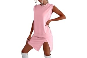 Women Summer Skirt Set Travel Outfits Summer Lounge Set 2 Piece Tank Top Side Split Athletic Skort Shorts Casual Vacation