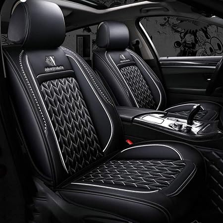 Amazon 汎用 革 カーシート カバー 四季 環境に優しい 耐久性 防水 車用シートカバー の 最も 5人乗りの車 白 シートカバー 車 バイク