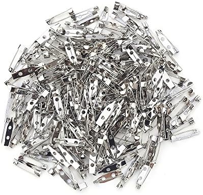 100 Pieces Silver Tone Pin Backs Clasp Brooch Safety Catch Bar Pins Findings 20mm