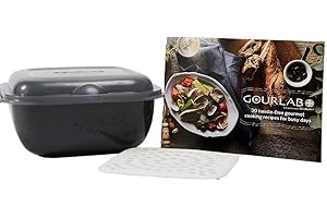 JAPAN KEYSTONE Iwatani Microwave Cookware Steamer GOURLAB+ 1320ml Made in Japan (English Instructions and Recipes Included)