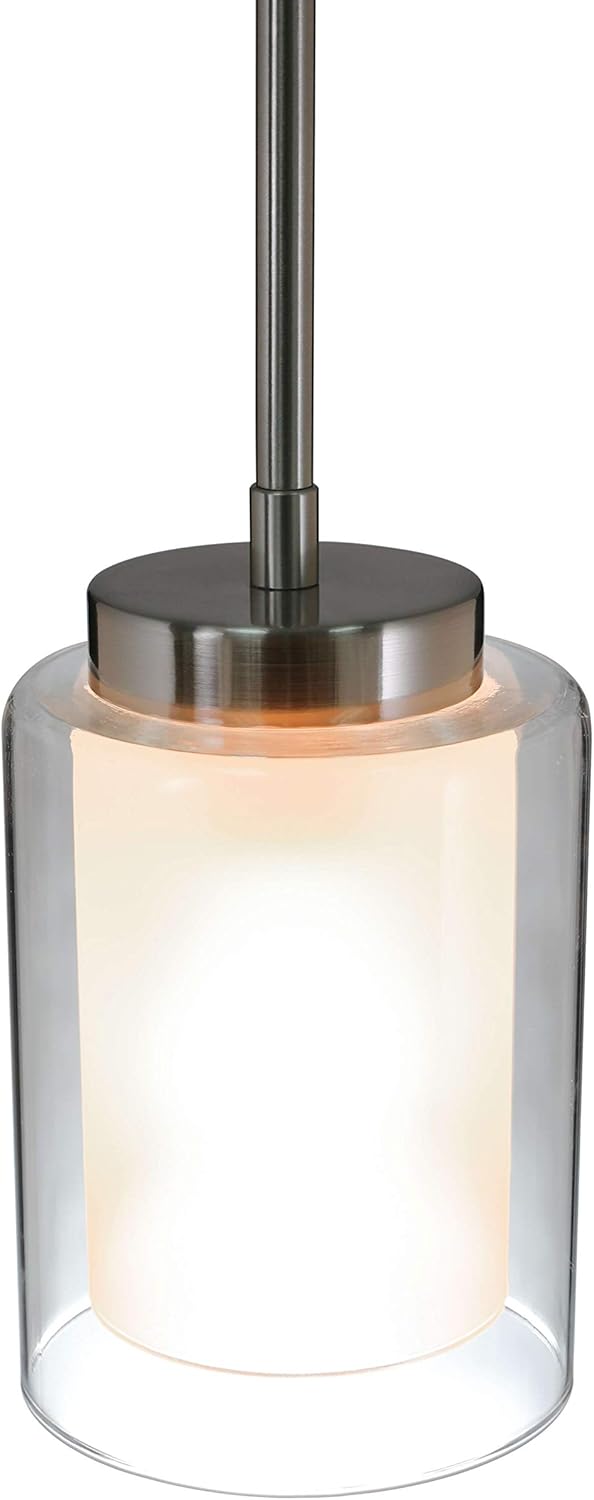 XiNBEi Lighting Pendant Lighting Modern 1 Light Mini Pendant Light with Dual Glass in Brushed Nickel, Adjustable Hanging Ceiling Light for Kitchen & Living Room XB-P1195-BN - - 