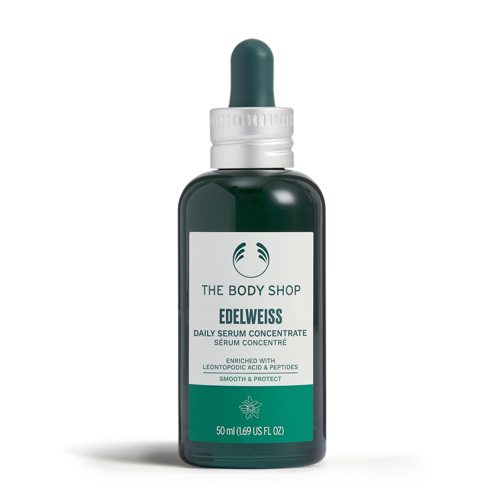 The Body Shop Edelweiss Daily Serum Concentrate (1x 50ml), Lightweight Face Serum with Edelweiss Extract & Rice Peptides, Hydrating & Protective Serum for All Skin Types, Including Sensitive