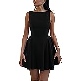 Velius Women Elegant Backless Sundress Ruffle Mini Formal Dress for Night Out Cocktail Party
