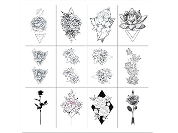 Amazon Com Sanerlian Juego De 12 Tatuajes Florales Con Diseno