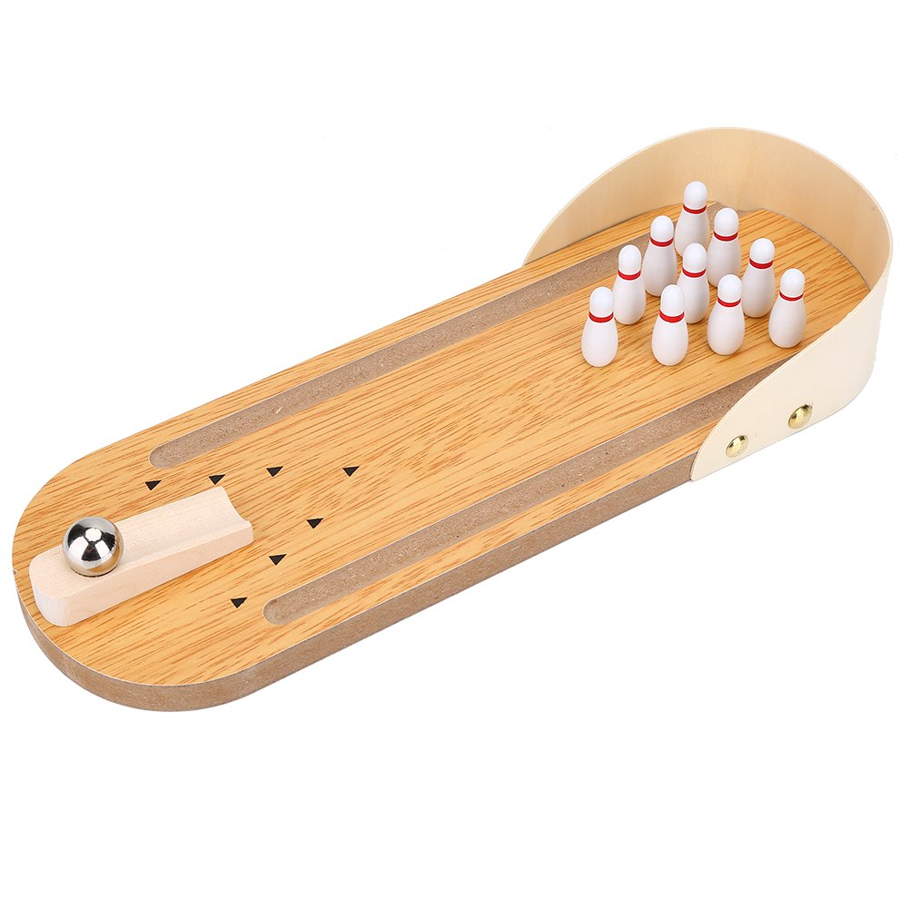 VGEBY Mini Bowling Toy, Wooden Tabletop Bowling Game Set Educational Toy Set for Children Leisure Sport
