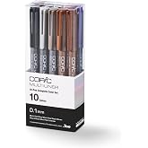 Copic Multiliner Set, 10-Pen Complete Color Set - 0.3mm, Water-based pigment ink (alcohol resistant and becomes waterproof when dry)