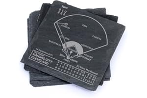 PLAYBOOK PRODUCTS Greatest Guardians Plays: Slate Coasters (Set of 4) | Iconic Cleveland Baseball Moments | Unique Gift for Sports Fans