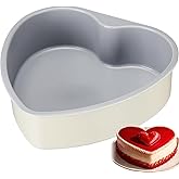 Nuogo 1 Pcs Valentine's Day Steel Heart Shaped Cake Pan 8 Inch Carbon Steel Heart Cake Baking Pan with Nonstick Ceramic Coating Funny DIY Baking Tins Mold Tool for Valentine's Day Birthday Party