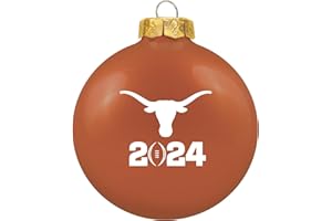 Tree Trophy NCAA 2023 College Football Playoffs Glass Ball Christmas Tree Ornament-3 1/4"-Texas Longhorns-Burnt Orange