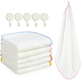 Small Hand Towels, 5 Pcs Washcloths with Hanging Loop and Hooks, Ultra Absorbent, Soft and Quick Dry for Kitchen and Bathroom