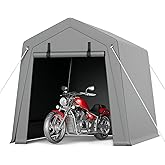 VerisShade 6 x 8 ft Carport Storage Shed, Shelter Logic with 2 Roll-up Zipper Door, Heavy Duty Waterproof Tarp, Storage Tent for Motorcycle, Bike, Garden Tools, Firewood