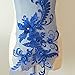3D Beaded Flower Sequence lace Applique Motif Sewing Bridal Wedding 3in1 20cmx72cm (Royal Blue)