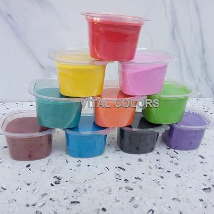 Vital Colors Set of 10 Premium Quality Different Color Rangoli Colors Powder 100 Grams in Each Packet+ Rangoli Pen(Free with This Pack)