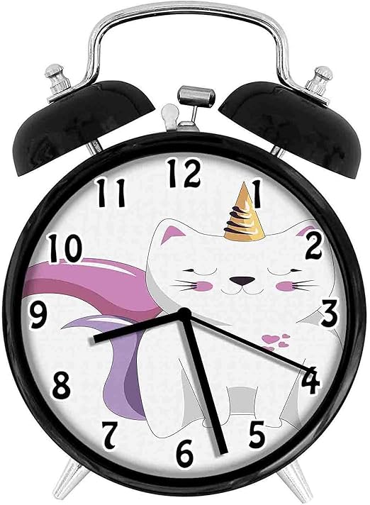 Amazon Co Jp 210star かわいい表情の女の子の子供と架空の角のあるキャラクター レトロで個性あふれる 家やオフィス用の大きなウェイクアップの目覚まし時計 ホーム キッチン