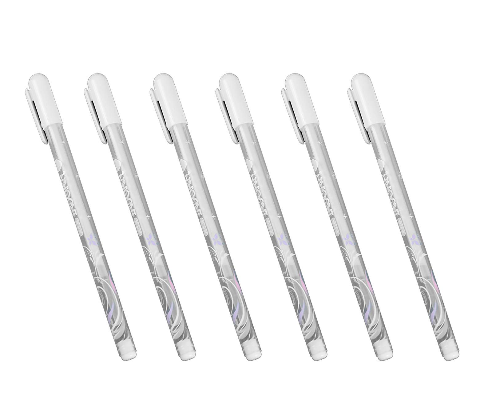 BaiJ White Gel Pens,6 Pack White Ink Pens 0.8mm Line Drawing Pen Fine Tip Highlight Sketching Pens for Artists Dark Papers Drawing Highlight Art Design Supplies