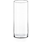 CYS Excel Glass Cylinder Vase (H:14" D:5") | Multiple Size Choices Glass Flower Vase Centerpieces | Hurricane Floating Candle Holder Vase