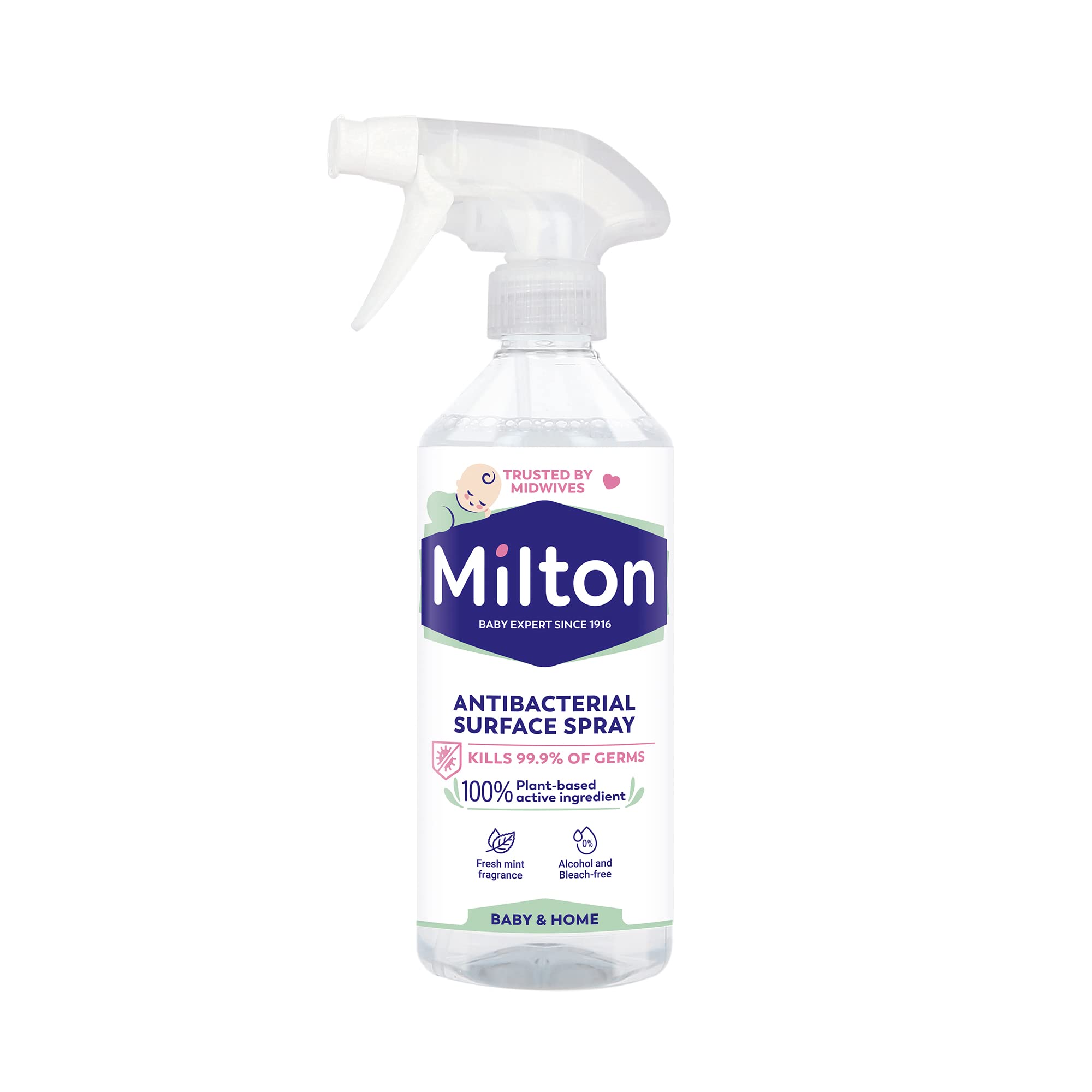 Milton Antibacterial Surface Spray 500ml, Kills 99.9% of Germs, 0% Alcohol and Bleach-Free, Pack of 6 Sprays, Vegan