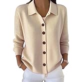 Womens Button Up Cardigan Sweaters Chunky Knit Long Sleeve Lapel Collared Tops Fall Winter Fashion Clothes Outfits