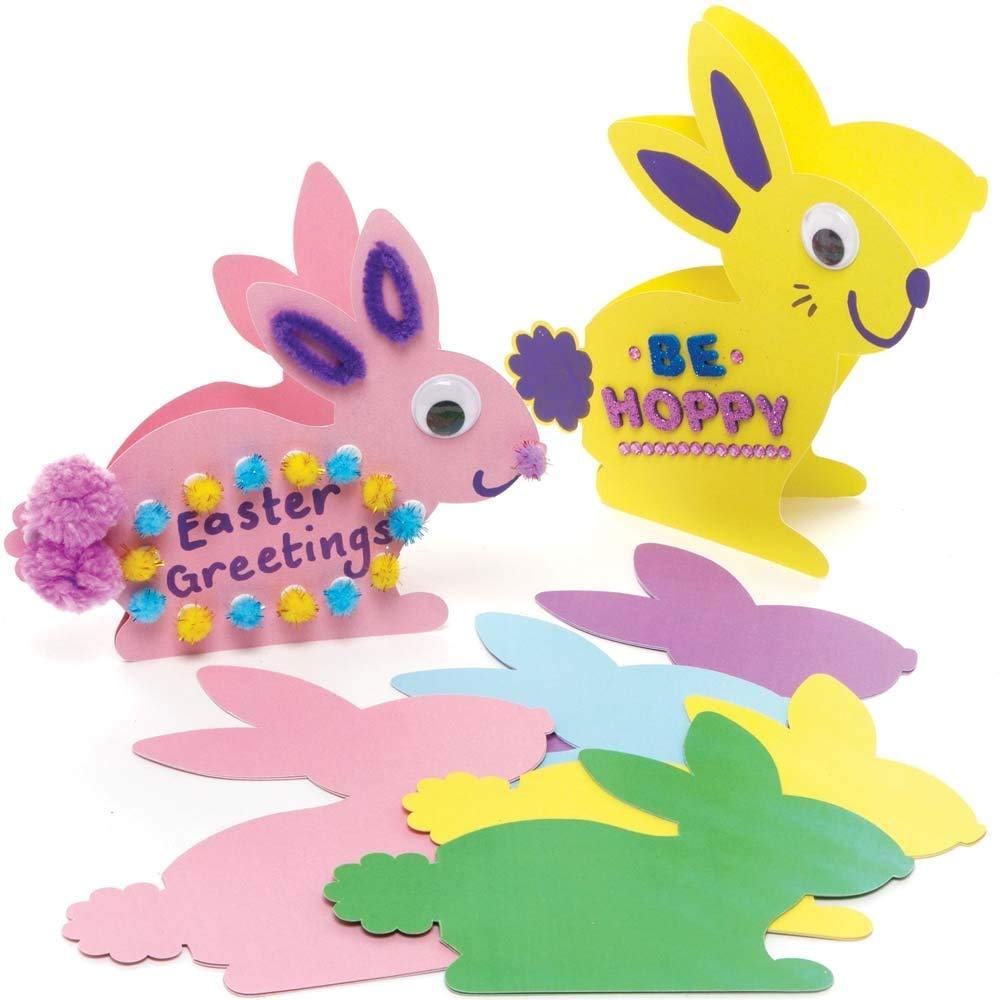 Baker Ross Easter Bunny Card Blanks - Pack of 10, Easter Crafts, Craft for Kids (AX750)